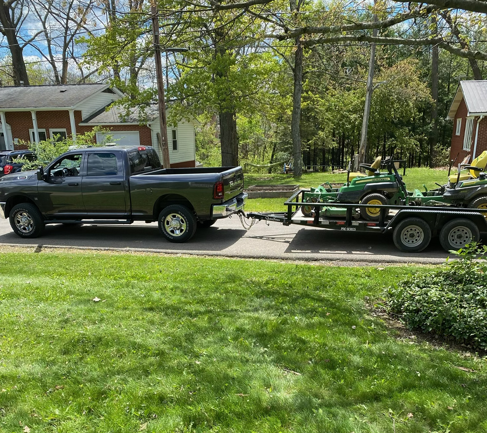 Truck and Trailer of Lawn Care Equipment